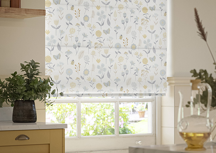 Floral Whimsy, Burnt Yellow - Roman Blind - Image 5